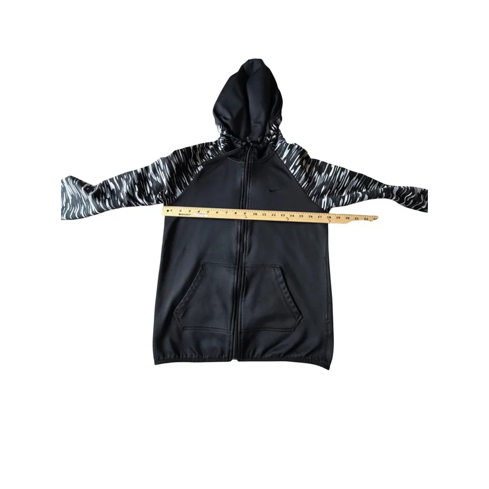 Nike Therma-FIT Womens Full Zip Hoodie Black Camo Sleeve Sweatshirt XS